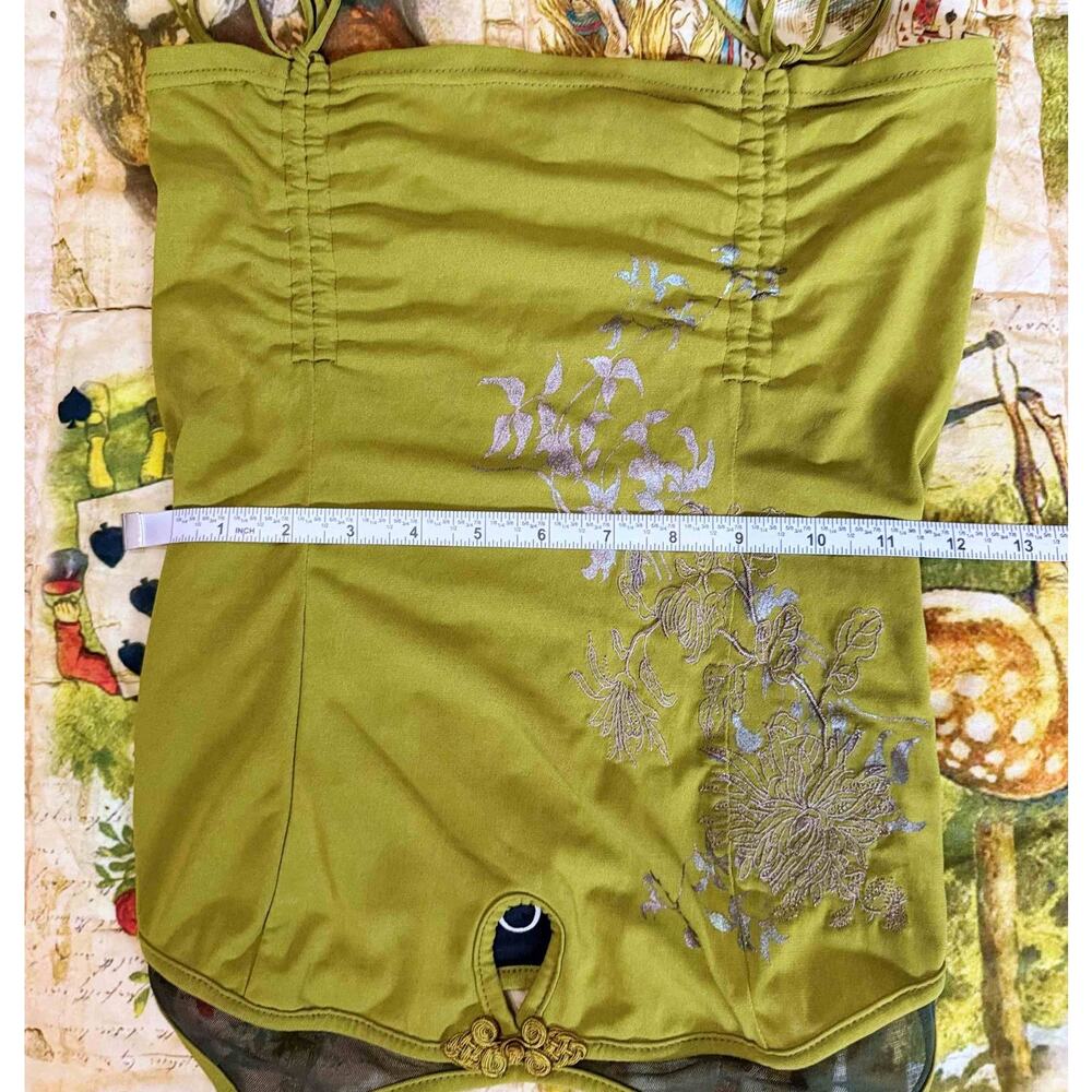 Ozz Oneste Embroidered Camisole Tank Top Green Japan Jfashion Punk y2k Grunge - Picture 15 of 16